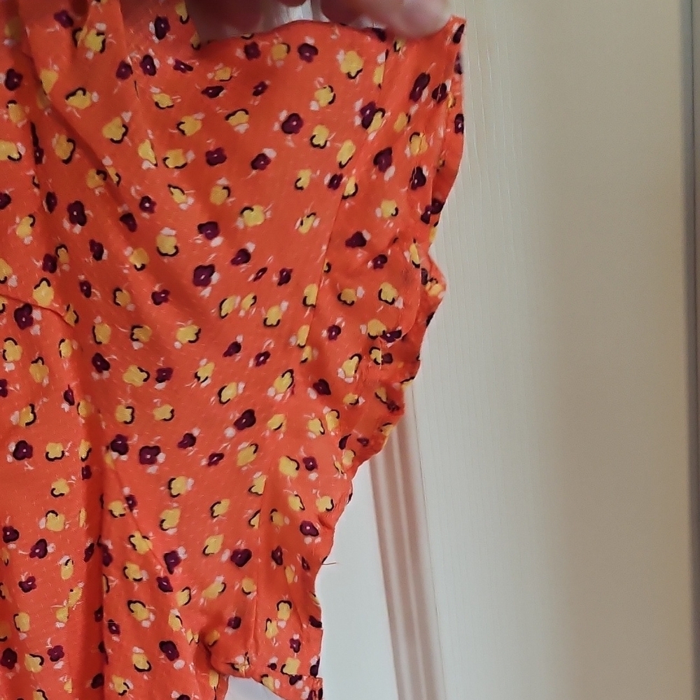 Jessica Simpson Peach Wrap Sundress with Flutter Sleeves Sz XL - Picture 6 of 8